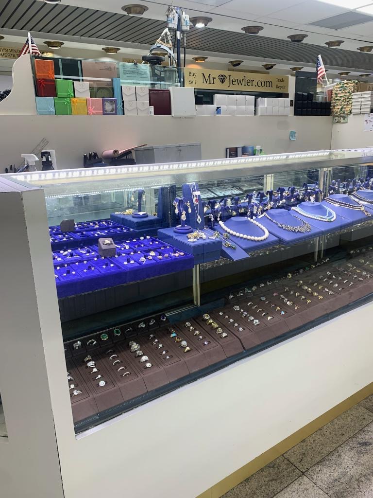 The shop's counter and display cases